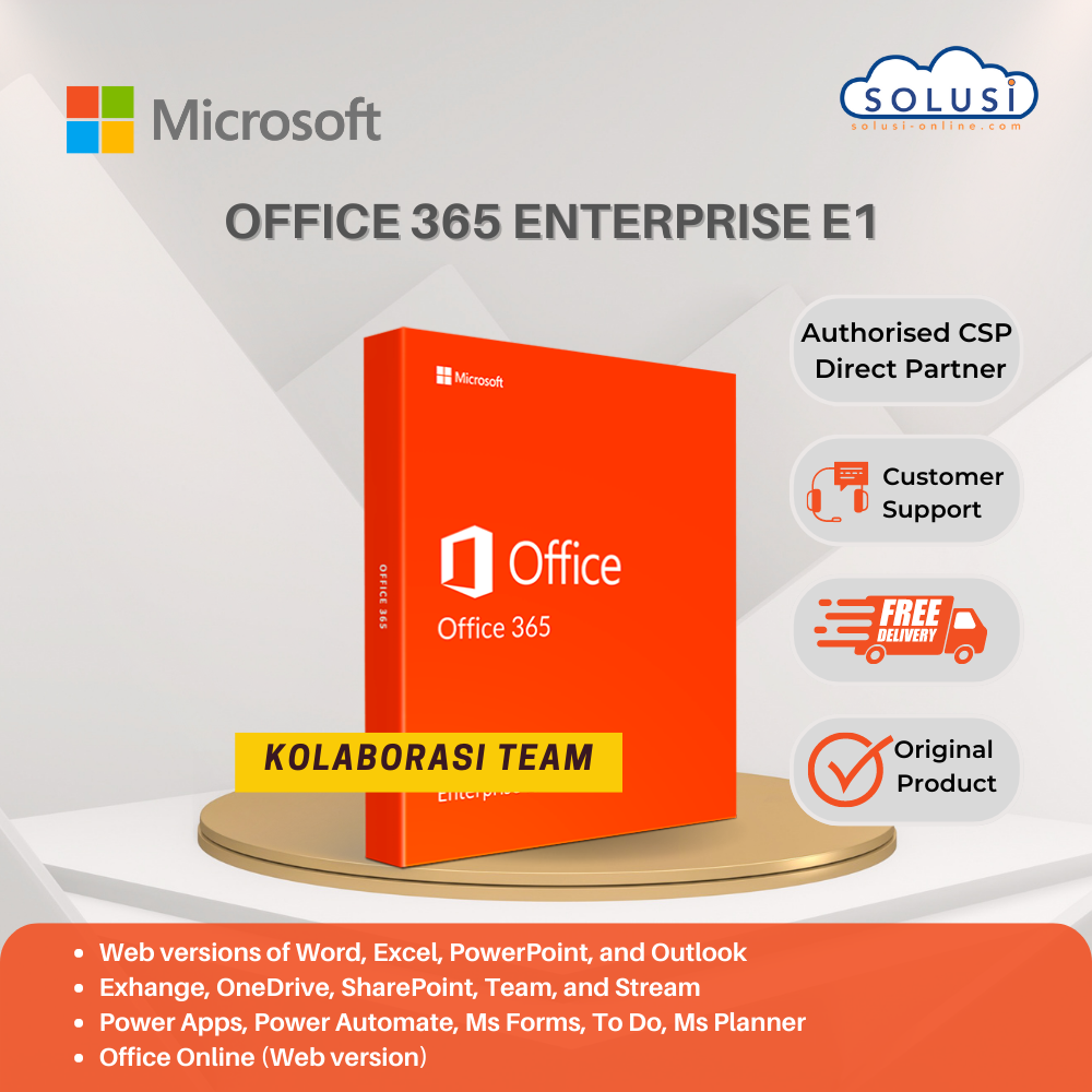 Harga Jual Lisensi Kolaborasi Team - Office 365 Enterprise E1 Original 2023  | Solusi Online
