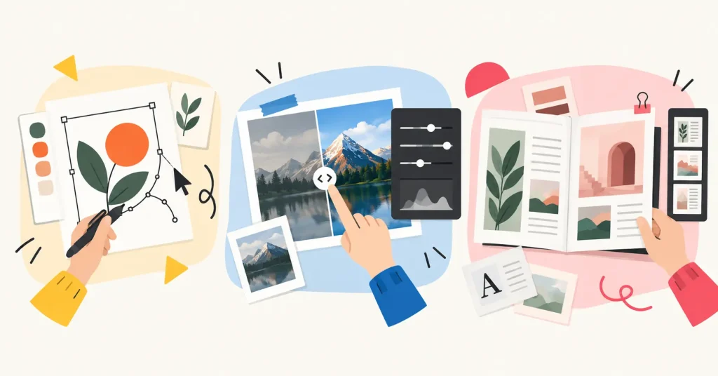 Illustrator vs Photoshop vs InDesign